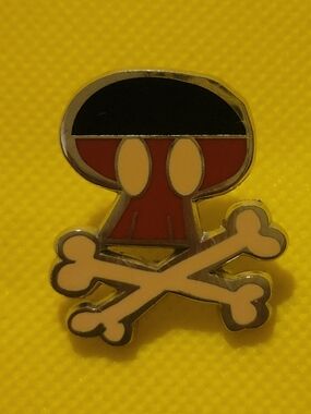 Disney Mickey Mouse Sugar Skull & Crossbones Red /Black Disney Park Trading Pin